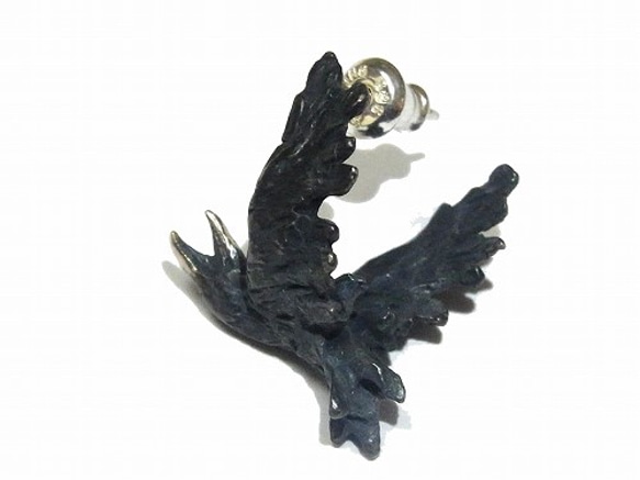 烏鴉耳環（一個耳朵）DECO vienya /裝飾豇豆]烏黑色的鳥鴉酷時尚 第2張的照片