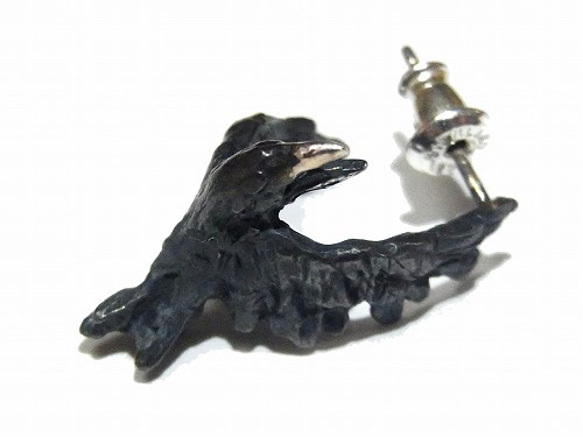 烏鴉耳環（一個耳朵）DECO vienya /裝飾豇豆]烏黑色的鳥鴉酷時尚 第3張的照片
