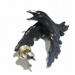 烏鴉耳環（一個耳朵）DECO vienya /裝飾豇豆]烏黑色的鳥鴉酷時尚 第4張的照片