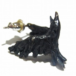 烏鴉耳環（一個耳朵）DECO vienya /裝飾豇豆]烏黑色的鳥鴉酷時尚 第5張的照片