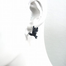烏鴉耳環（一個耳朵）DECO vienya /裝飾豇豆]烏黑色的鳥鴉酷時尚 第8張的照片