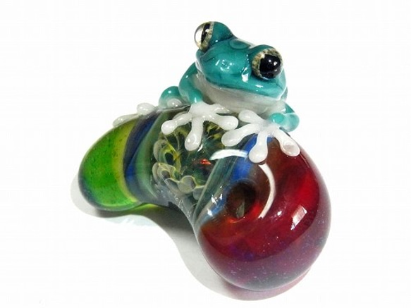 勾玉（マガタマ） 伍【kengtaro/ケンタロー】勾玉とカエル ボロシリケイトガラス 職人 作家 蛙 かえる フロッグ 2枚目の画像
