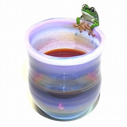 Frog Glass 雨蛙 【kengtaro/ケンタロー】 カエル ボロシリケイトガラス 職人 作家 蛙　湯飲みグラス 1枚目の画像