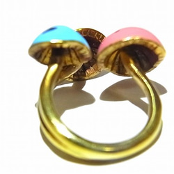 『 キノコ リング (ホワイト×ピンク×ブルー) 』指輪　アクセサリー　茸　オシャレ　カラフル　毒　インポート 6枚目の画像