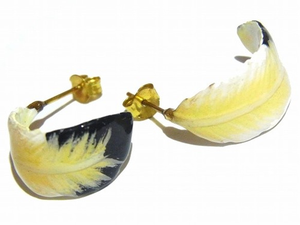 的“羽毛耳環”配件飾品羽鳥黃銅可愛獨特的女人味天然進口翅膀 第5張的照片