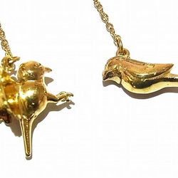 “兩隻鳥穿孔耳環”配飾飾品可愛個性女性天然三黃銅黃金進口 第2張的照片