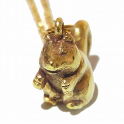 『 リス ネックレス 』インポート　真鍮　ゴールド　金　アンティーク　栗鼠　森の動物　小動物　お洒落　ナチュラル　可愛い 4枚目の画像