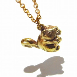 『 リス ネックレス 』インポート　真鍮　ゴールド　金　アンティーク　栗鼠　森の動物　小動物　お洒落　ナチュラル　可愛い 6枚目の画像