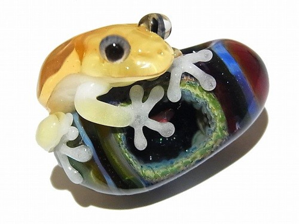 『 宙 そら（弐） 』【 kengtaro / ケンタロー 】 カエル ボロシリケイトガラス 職人 作家 蛙 かえる 1枚目の画像