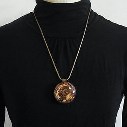 オルゴナイト ペンダント L【Powerful Orgone Pendant】ブラック・ピンクトルマリン/アンモナイト 5枚目の画像