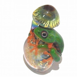 あまやどり 五 【 kengtaro ケンタロー 】 キノコにつかまるカエル ボロシリケイトガラス 職人 作家 蛙 8枚目の画像