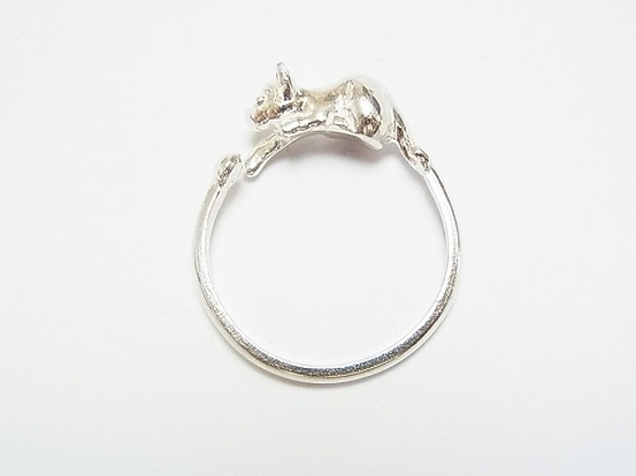 貓圈[它的尾巴] SV925千篇一律的無銀貓貓動物飾品戒指 第1張的照片