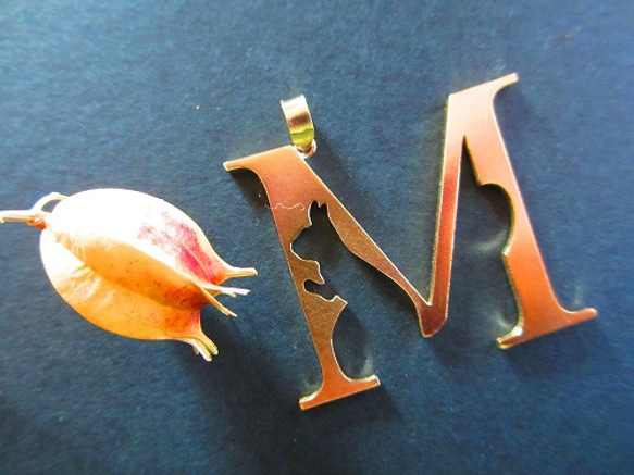 kakurenbo M x松鼠項鍊[細尾巴]最初的字母捉迷藏黃銅金 第3張的照片