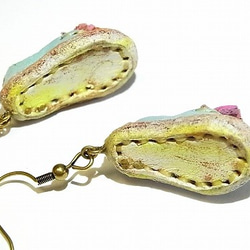 莫卡辛耳環（顏色：淺藍×生動粉紅色）[由香守谷]手工手工可愛鞋的鞋 第6張的照片