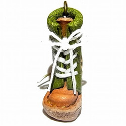 Himobutsu耳環（顏色：綠色）[由香守屋】手工手工製作可愛的鞋時尚 第4張的照片