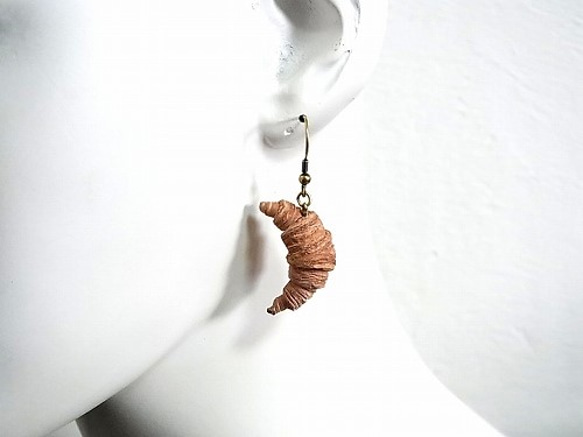 麵包情人的耳環[由香守屋]手工製作手工製作可愛的時尚皮衣微型矮麵包 第7張的照片