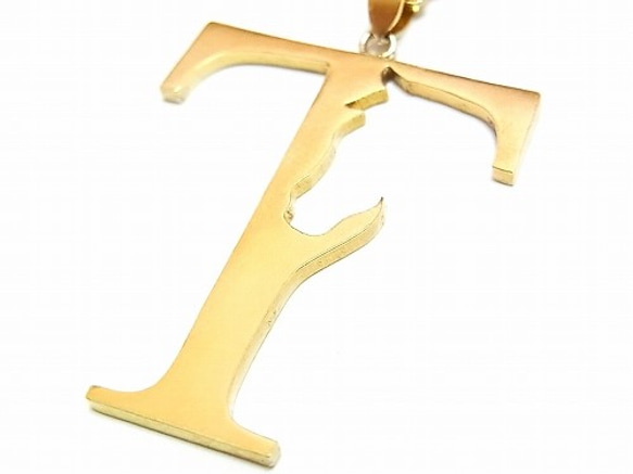 kakurenbo T x馬項鍊[細尾巴]初始字母捉迷藏黃銅金 第3張的照片