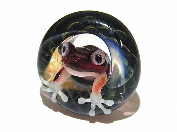 足跡k【kengtaro Kentaro】水池漣漪博羅矽酸鹽玻璃工匠作家蛙蛙紅 第1張的照片