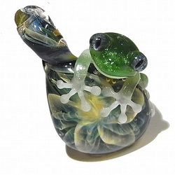 梅雨 参 【 kengtaro ケンタロー 】 ボロシリケイトガラス 職人 作家 蛙 かえる フロッグ 一点 個性的 ア 1枚目の画像