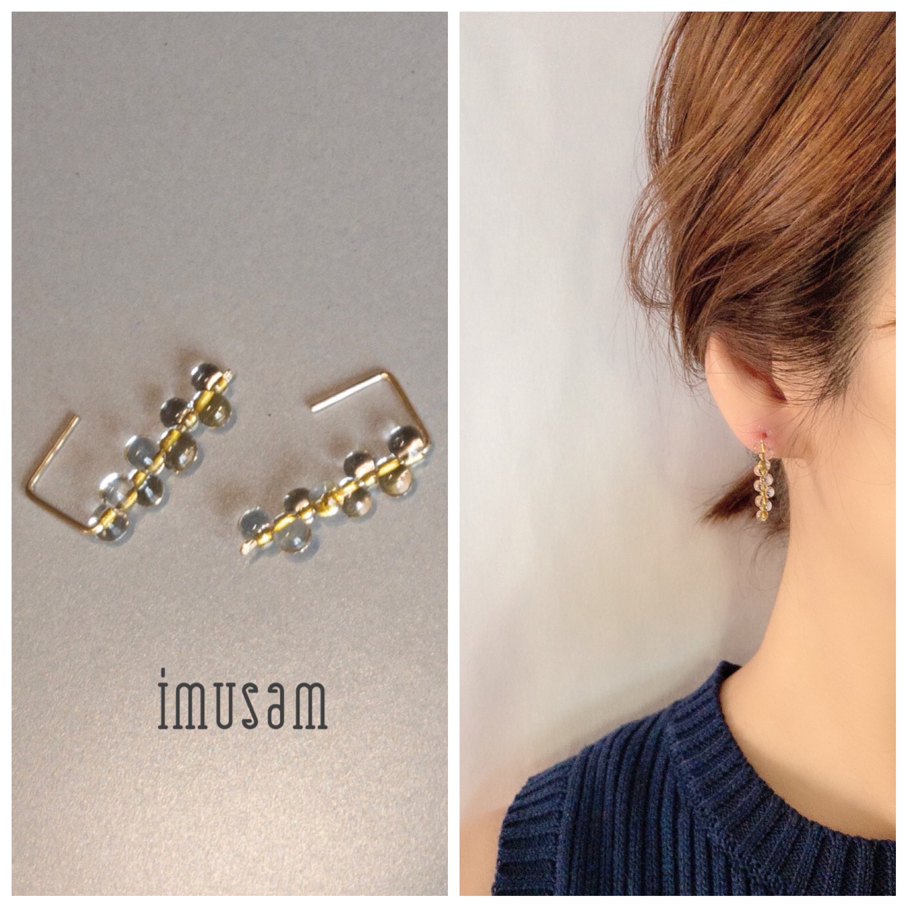 トップブランドのファッション 14KWG ダングル　キラキラ　ロングピアス アクセサリー