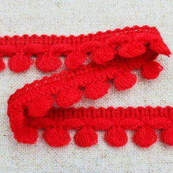 赤い毛糸のピコットフリンジ★2.5M 2枚目の画像