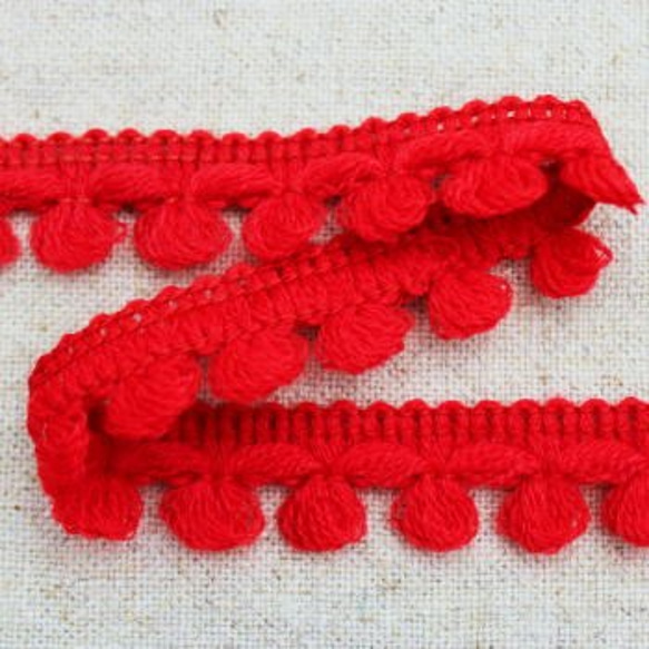 赤い毛糸のピコットフリンジ★2.5M 2枚目の画像