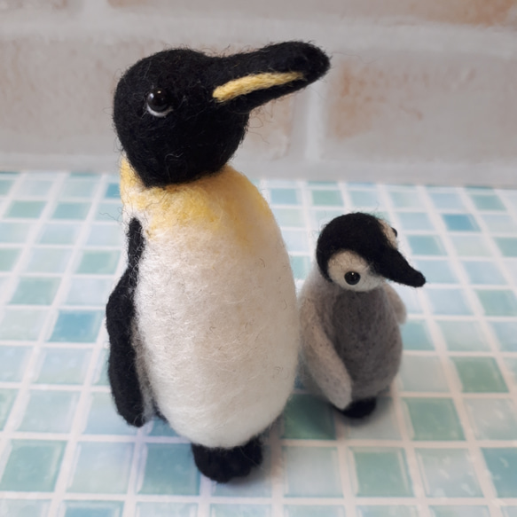 ペンギンの親子　羊毛フェルト ペンギン親子 羊毛フェルト manahata 通販 11502326｜Creema(クリーマ)