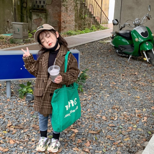 KIDS】韓国風秋冬チェックコート コート あおむししゃ 通販
