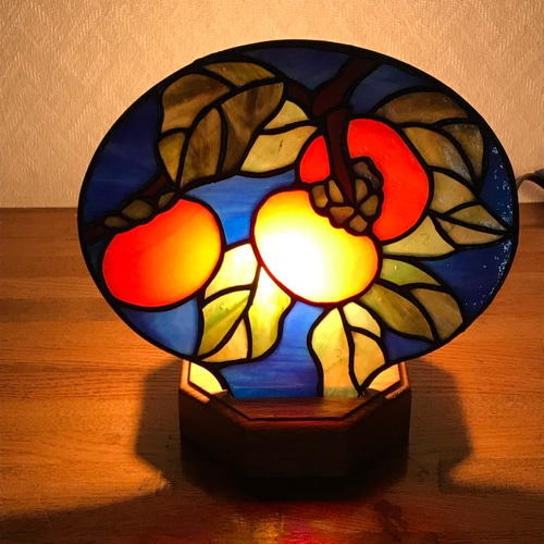 ステンドグラス アートパネル（扇型スタンド）（Ap-3.柿の実） その他