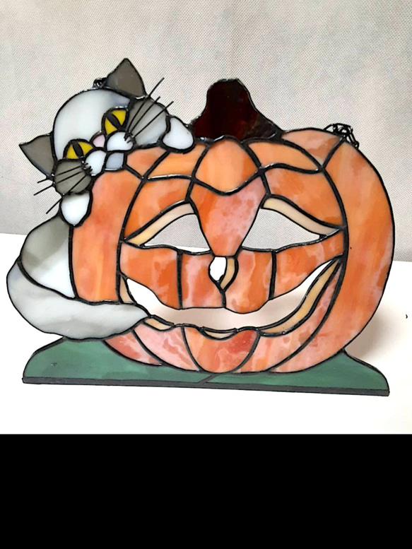 ステンドグラスハロウィンのパネル