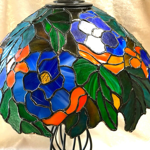 高級ステンドグラス テーブルランプ大（Lp4. ベゴニア柄