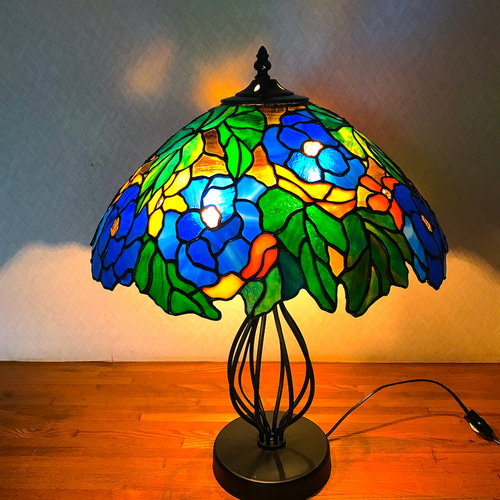 高級ステンドグラス テーブルランプ大（Lp4. ベゴニア柄