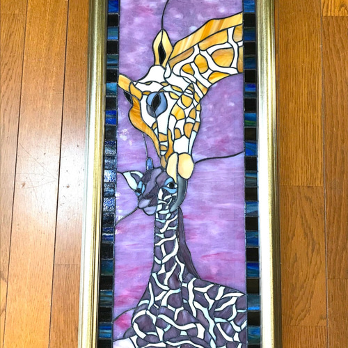 ステンドグラス 高級アートパネル インテリア壁掛け（Ap.31 キリン