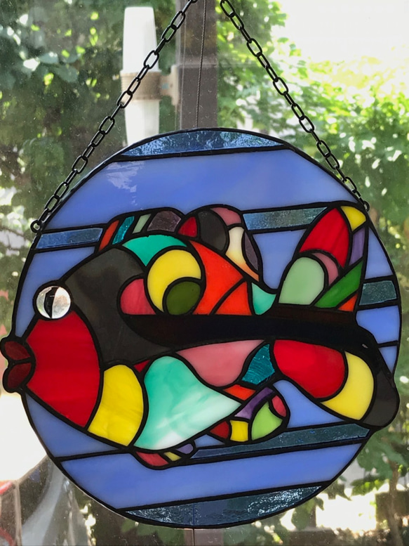 ステンドグラスパネル魚