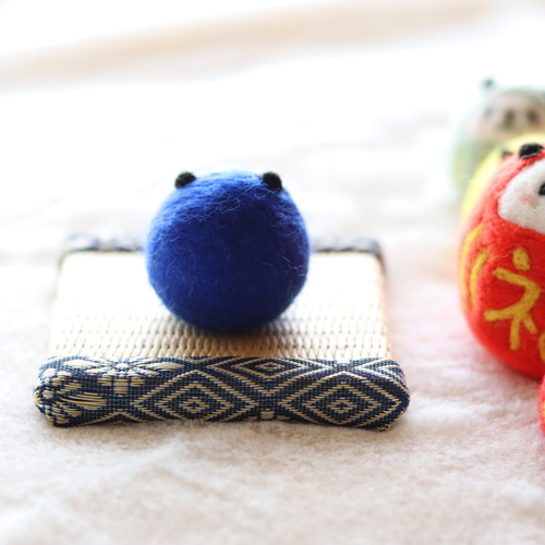 受注製作 青ぱんだるま(小) 羊毛フェルト 羊毛フェルト ぱんだ王国