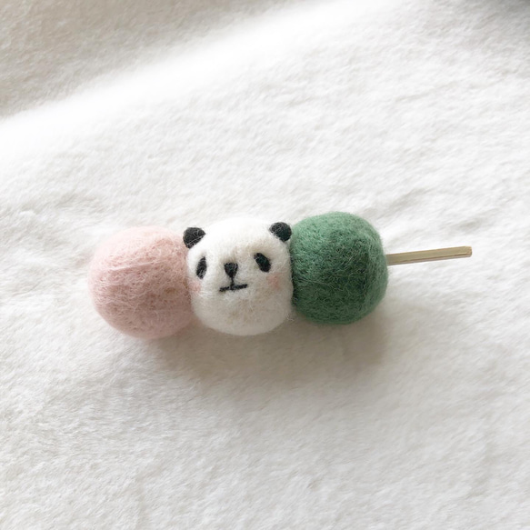 大きい3色パンダのお団子 羊毛フェルト 羊毛フェルト ぱんだ王国 通販