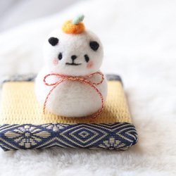 creema限定 受注製作 鏡餅パンダ 羊毛フェルト 羊毛フェルト ぱんだ