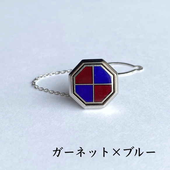 Octagon Cloisonne Tie Tack (Lapel Pin) 紅銅金屬景泰藍 第4張的照片