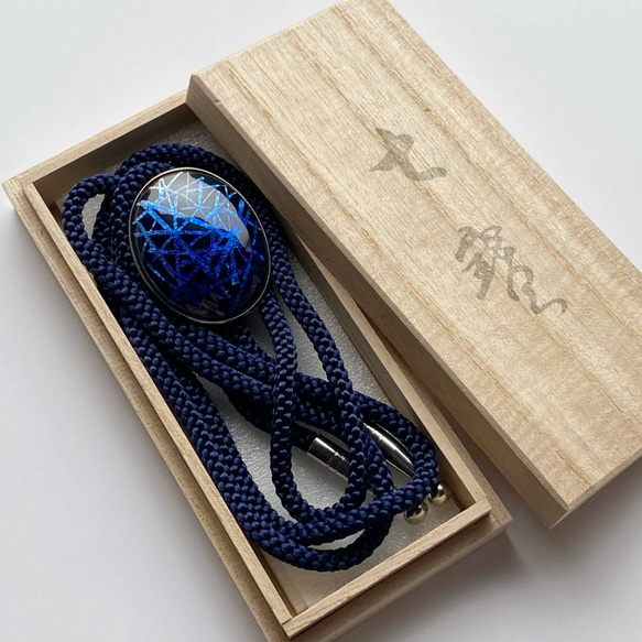 【Creema限定価格】銀河 七宝焼のループタイ ボロタイ 箔ちらし七宝 シルク紐使用 