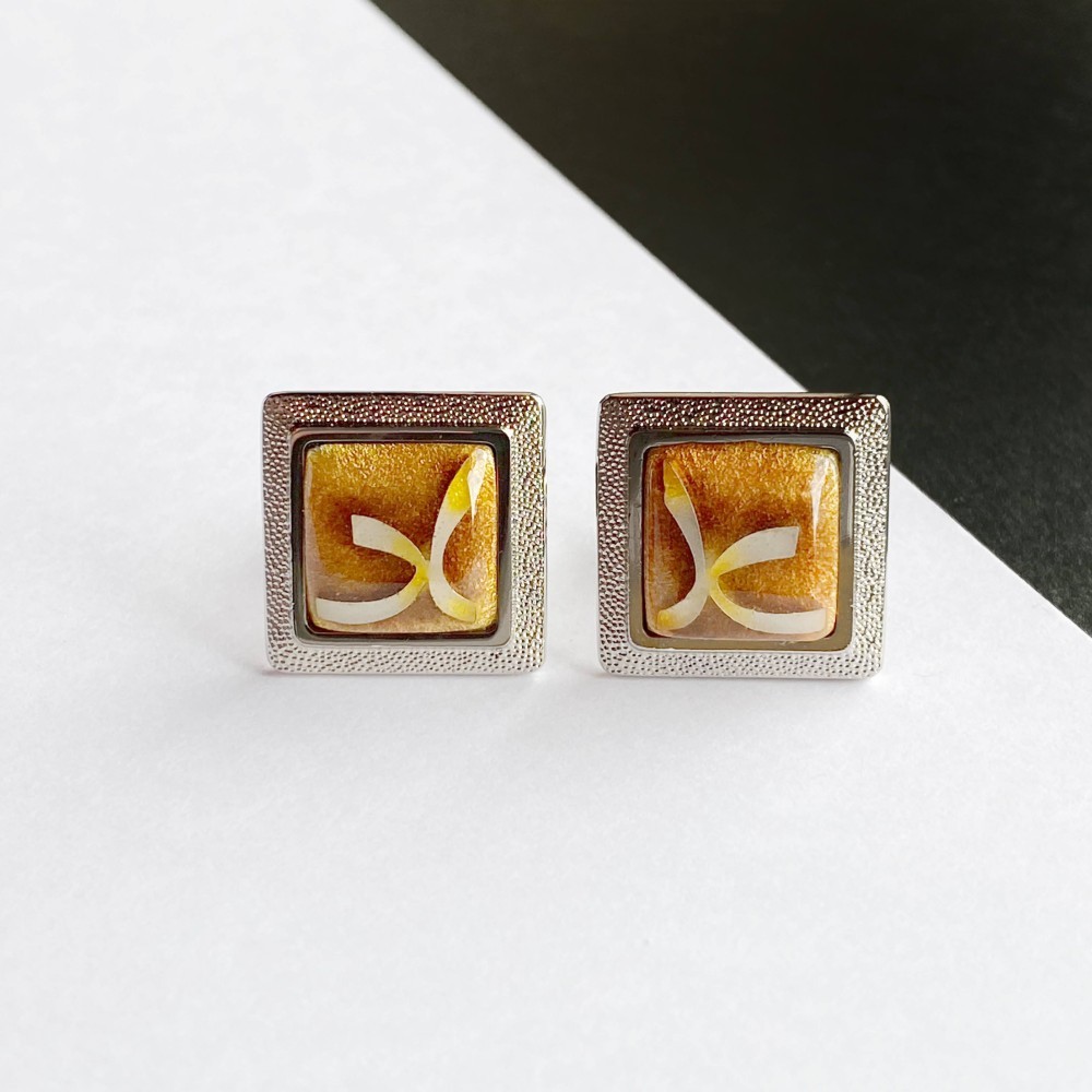 リボン 七宝焼のカフスボタン（カフリンクス） 純銀胎有線七宝