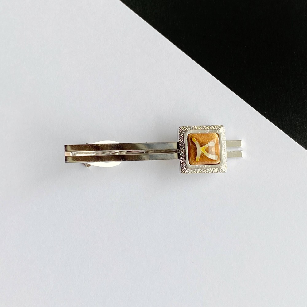 リボン 七宝焼のネクタイピン 純銀胎有線七宝