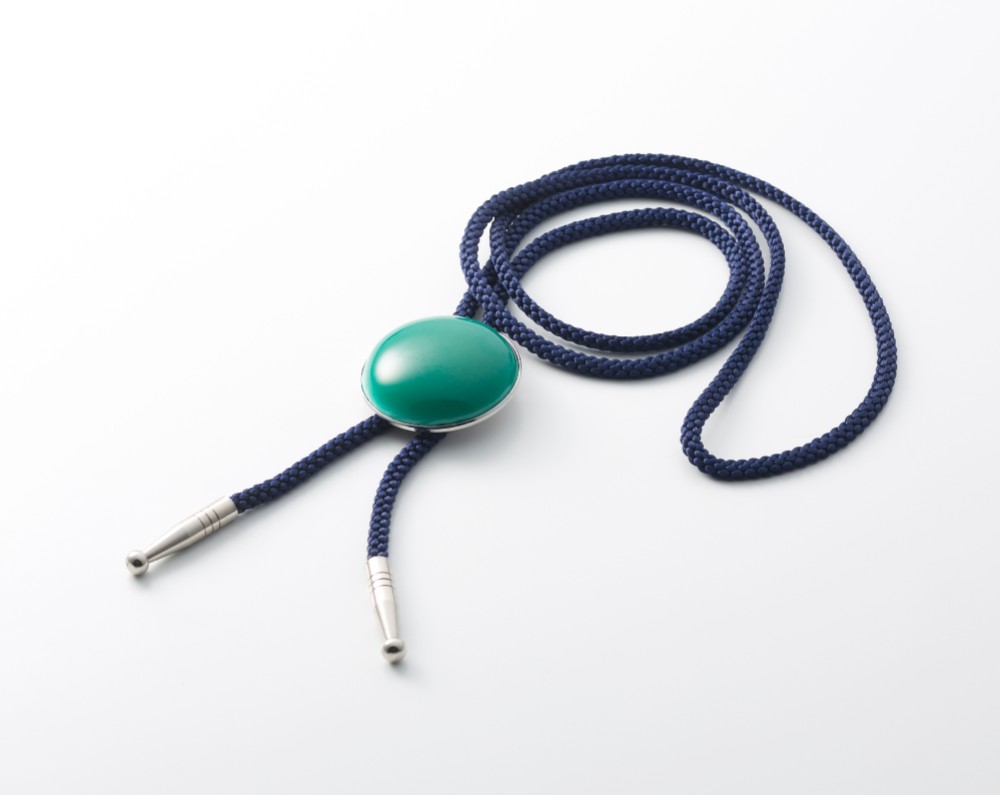 セピア ヒスイ 七宝焼ループタイ ボロタイ 純銀張七宝