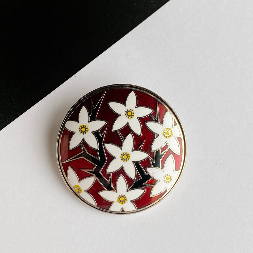 カラタチ 七宝焼ブローチ 丹銅メタル七宝