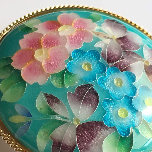 人気No.1】花詰 七宝焼のブローチ 純銀胎有線七宝 ブローチ 太田七宝