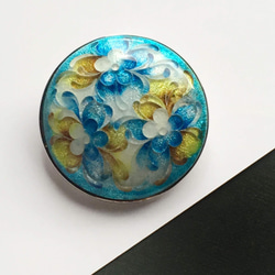 【アンティーク】七宝ブローチ、ブレスレット 唐草 七宝焼ブローチ 浅葱 純銀張有線七宝 ブローチ 太田七宝 通販