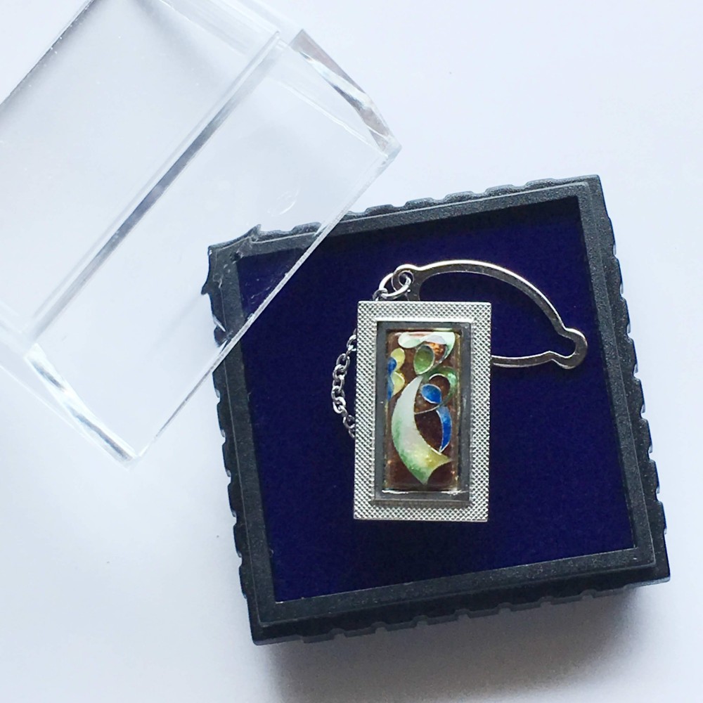 リボン極小 七宝焼タイタック（ラペルピン） 純銀胎有線七宝