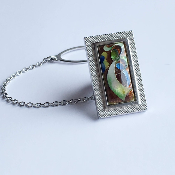 Tiny Ribbon Cloisonne Tie Tack（領針）純銀有線景泰藍 第2張的照片