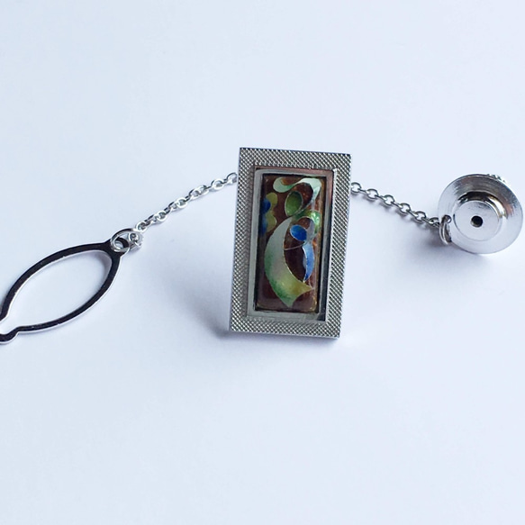 Tiny Ribbon Cloisonne Tie Tack（領針）純銀有線景泰藍 第5張的照片