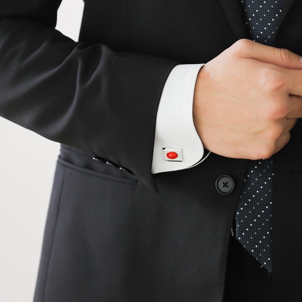 末広 七宝焼カフスボタン（カフリンクス） 純銀張七宝        Ω