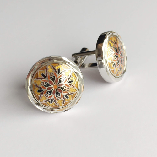 十二稜鏡 七宝焼カフスボタン(カフリンクス) 純銀メタル七宝 タイピン
